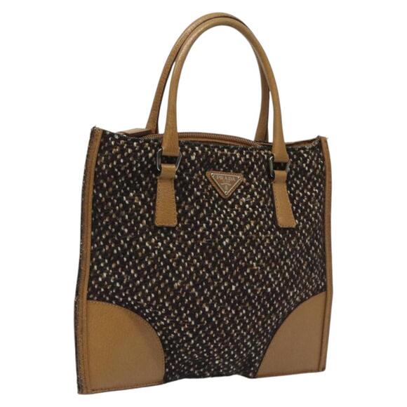 PRADA Hand Bag Wool Brown - Picture 1 of 12